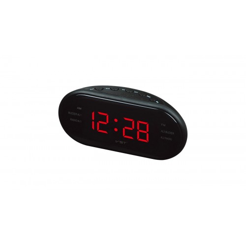 Digital LED desk alarm clock with AM/FM radio