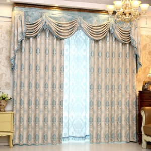 Curtain Embroidery Fancy European Head Gray Jacquard Valance Window Curtains 
