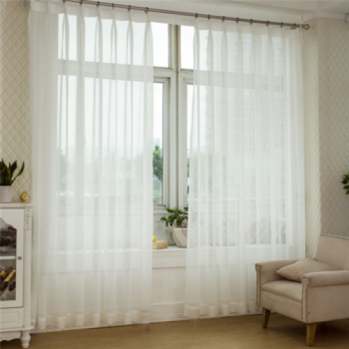 Curtain Embroidered Sheer Voile Curtain Fabric With Light Weight 